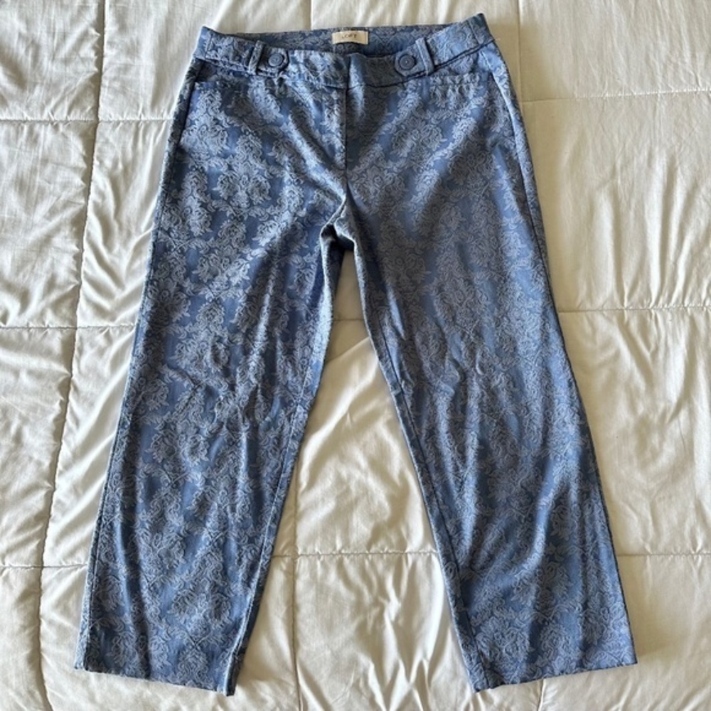 Ann Taylor LOFT‎ Blue Floral Original Ankle Dress Pants
